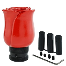 Temzzer Rose Handle Transmission Lever Shifter Knob Flower Resin Gear Shift Stick Lever Handle for Most Manual Automotive Vehicles (Red)