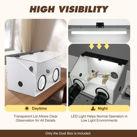 2 Holes/3 Holes Dust Cover Fully Enclosed Grinding Table Polisher Dust Box, Acrylic Dust Box Transparent Dust Box Cover, Fully Enclosed Dust Box W/Led & Fan (3 Holes) (2 Holes)