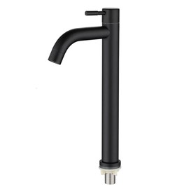 CENPEK Stainless Steel Basin Mixer Tap Single Lever Tap with Cold Surface Elegant Retro Design Black Matt Bathroom Tap (L)
