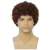 Salaibs Men's Brown Afro Wig Curly Short Wig 70s 80s