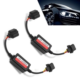 Civwesi Pack-2 Car H13/9008 LED Light Decoder, Radio Audio Led Filter, Anti-Flicker Wiring Harness Error Code Eliminator, Universal for Cars Plug and Play Light Bulb Retrofit Adapter (Black)