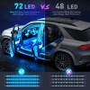 KEEPDSGN 4x RGB 72 LED USB Car Interior Floor Atmosphere