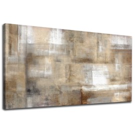 Vintage Canvas Prints Wall Art Brown White Grey Abstract Canvas Wall Art for Living Room Bedroom Wall Decor Rustic Abstract Canvas Artwork Retro Farmhouse Canvas Pictures Home Decoration 20" X 40"