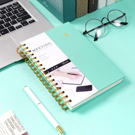 Meeting Notebook for Work with Action Items 5.5×8.5 Hardcover Spiral Meeting Planner for Office Business Meeting Notes Notebooks for Note Taking Professional Meeting Notebooks for Men Women,Purple