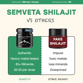 Semveta Shilajit Resin - 50g - Pure Altai Shilajit Resin - 85+ Trace Minerals & Fulvic Acid - for Vitality & Energy - Traditionally Harvested - 6 Months Supply
