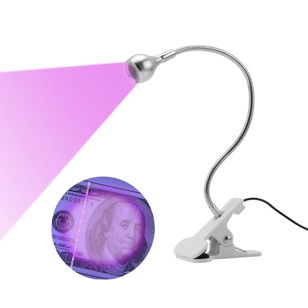 FAMKIT 3 W UV-Kleber-Aushärtungslampe, LED, UV-härtend, violett, mit Schwanenhals, UV-Kleber, UV-Lampe, mit Clip und Schalter, für die Reparatur von UV-Gel-Nägeln und UV-Aushärtung
