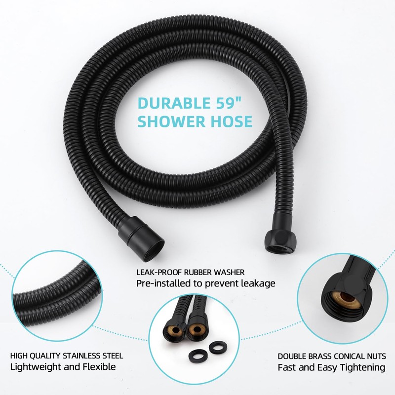 Matte Black Shower System - Dual Shower Head with Handheld