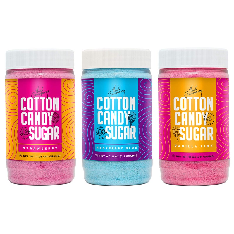 The Candery Cotton Candy Floss Sugar Raspberry Blue, Strawberry, Vanilla