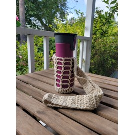 Water Bottle Holder , Bottle Holder , Water Bottle Carrier , Crochet Bottle Holder , Cross Body Water Bottle Holder, Adjustable Strap (Blue)