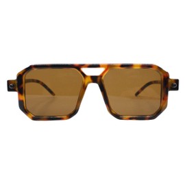 PASTL Geometric Square Flat Top Sunglasses Vintage Retro Unisex UV 400 Tortoise, Brown