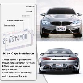 2 Pack Bling License Plate Frames, Sparkly Rhinestone Diamond Car License Plate Cover for Women, Handcrafted Crystal Premium Stainless Steel Bling License Plate Frame for Women（Colorful）