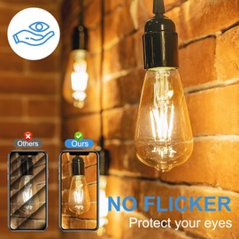 We Charger Edison Light Bulb 60 Watt Equivalent, Vintage E26 LED Bulbs Warm White 2700K for Home Bedroom, Non-Dimmable ST58 Filament Bulbs Clear Glass, Pack of 6