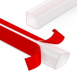 Flexible Quarter Round Molding Peel and Stick Rubber Trim Molding Double-Sided Self Adhesive Wall Corner Trim for Floor, Bathrooms, Countertops (1/2” W x 1/2” H x 3.3 Ft, Transparent)