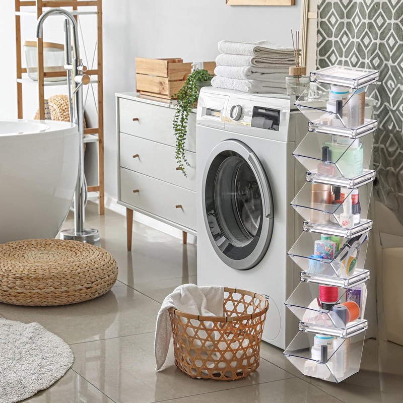 Yerliker Clear Plastic Storage Bins with Lids Large Stackable Pantry