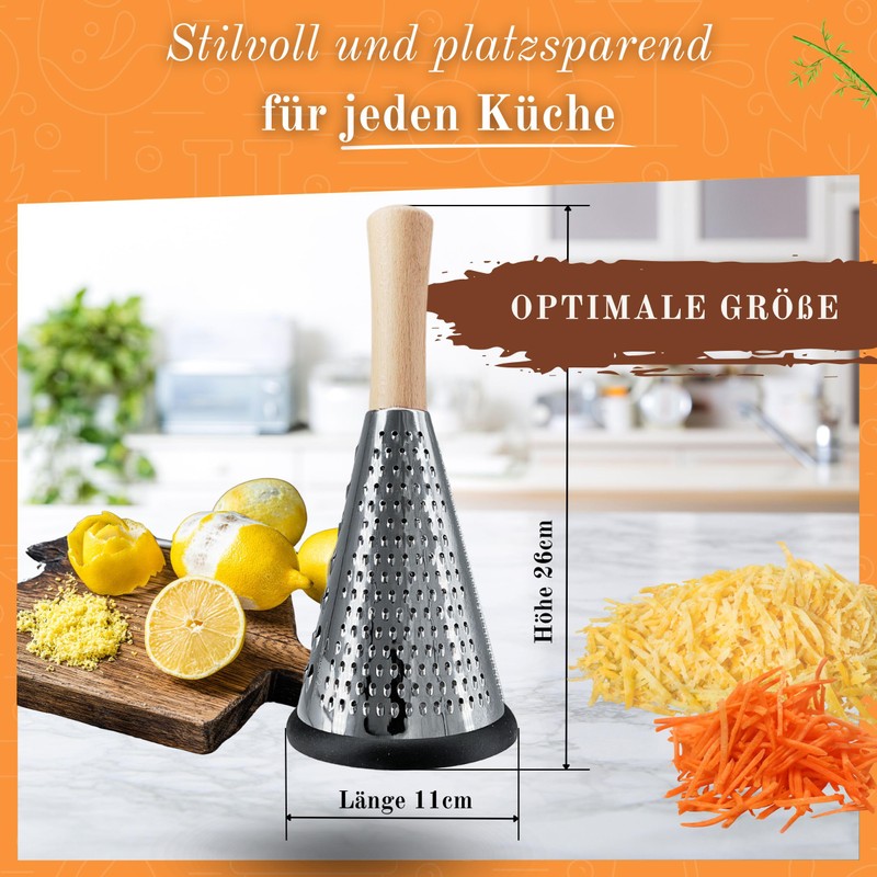 SIMPLEX DOMO Kitchen Grater - Cone Design - Beech Wood