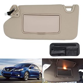 Left Driver Side Sun Visor Compatible with Nissan Altima 2013 2014 2015 2016 2017 2018 with Light Switch 96401-3TA2A Beige