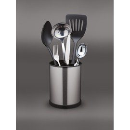 KitchenCraft MCCADDYSS Rotating Kitchen Utensil Holder, 18.5 x 14 cm-Stainless Steel Effect, Silver