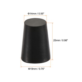 sourcing map Rubber Tapered Plug 14mm to 19mm Solid Test Tubes Bungs Stopper Black for Lab Home 5 Pieces
