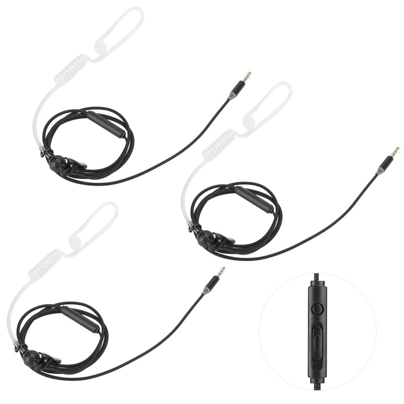 3sets Noise Reduction Headphone AntiRadiation Wire Control Earphone with Mic