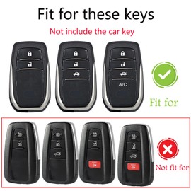ontto Leather Car Key Case Key Case Key Case Protective Key Fob Fits Toyota Corolla Cross GR Yaris Hybrid Hilux Prius CHR RAV4 Suzuki Swace 3 Buttons Accessories Black