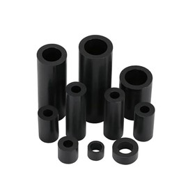 XAOLIUZi 50/100/200Pcs M5 M6 M7 M9 M11 Black ABS Non-Threaded Hollowed Nylon Spacer Round Hollow Standoff Washer Board Screw L=3-50mm(Length 4mm,M7 x ID 5mm (200pcs))