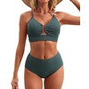 Charmo High Waisted Ribbed Full Coverage Bikini Sets for Women