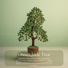TRRYSTALS Green Jade Natural Gemstone Tree | Decorative Feng Shui Style Crystal Bonsai for Home & Office Decor | Handcrafted Gemstone Tabletop Showpiece with Gift Box