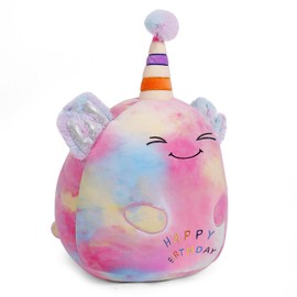 PopMeme 24 lnch Happy Birthday Axolotl Stuffed Animal Birthday Plush Toy Plushies Pillow Soft Plushie Doll Gifts for Girls Boys Christmas Decoration