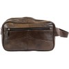 Men's Leather Toiletries/Travel/Holiday/Over Night/Weekend Wash Bag - Brown