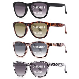 CHOFILORD Bifocal Reading Sunglasses for Women Men 4 Pack Fashion Sun Readers UV400 Protection Outdoor Reading Glasses (4 Pack Colors, 1.25, x)