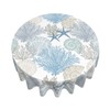 Nautical Coastal Tablecloth Round 60 Inch Summer Beach Starfish Coral