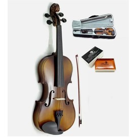 SKY Solid Wood 1/16 Size Kid Violin with Lightweight Case, Brazilwood Bow and Rosin Natural Brown Color