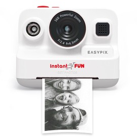 Easypix InstantFUN Instant Camera, Creative Photo Fun for Adults and Children, Black and White Thermal Printing, BPA-Free Paper Refillable, Prints Without Ink
