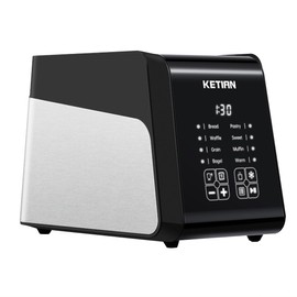 Touchscreen Toaster 2 Slice, KETIAN Bagel English Muffins Toast Pastry Waffles Grain Sweet Bread Toaster, Extra Wide Slots Single Slot Toasting Automatic Lifting, 1400w (Black)