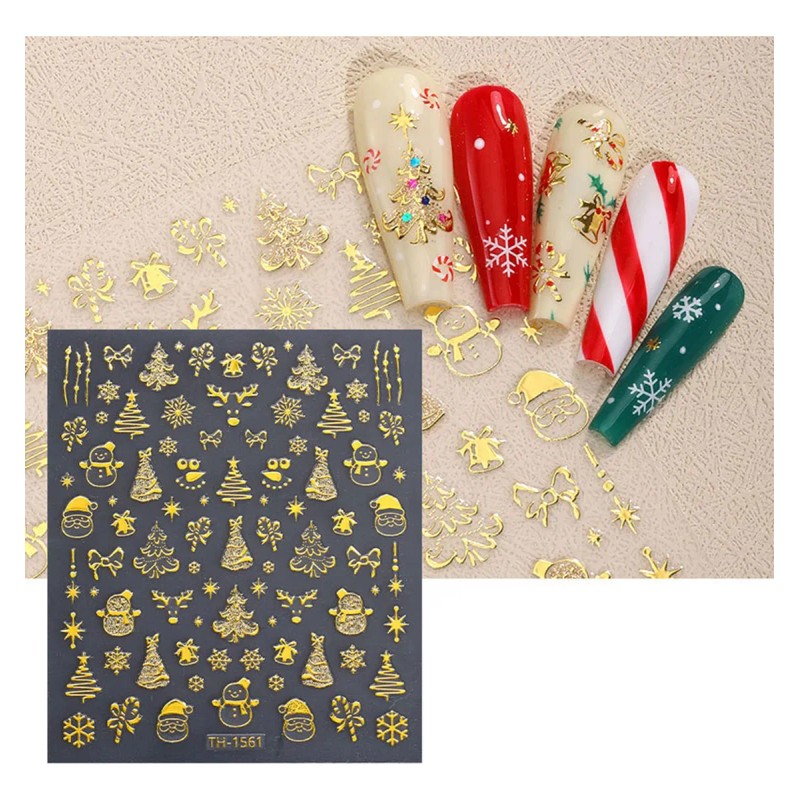 6pcs Nails Stickers Navidad Uñas Tiras De Múltiples Estilos Navidad