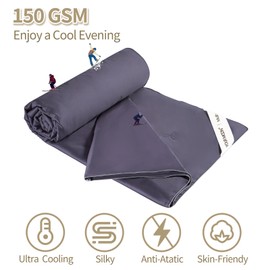 YOUR MOON Luxurious Summer/Spring Lightweight Mulberry Silk Comforter Twin Size,100% Natural Long Strand Silk Fill Duvet Blankets, Luxury Silk Bedding Summer, Noiseless Cotton Shell (Dark Gray)