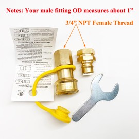 GRILLJOB 3/4" Female Solid Brass Dual Fuel Generator Natural Propane Hose Quick Connect Disconnect Fittings Convert for Pipe Natural Gas Supply for Generators