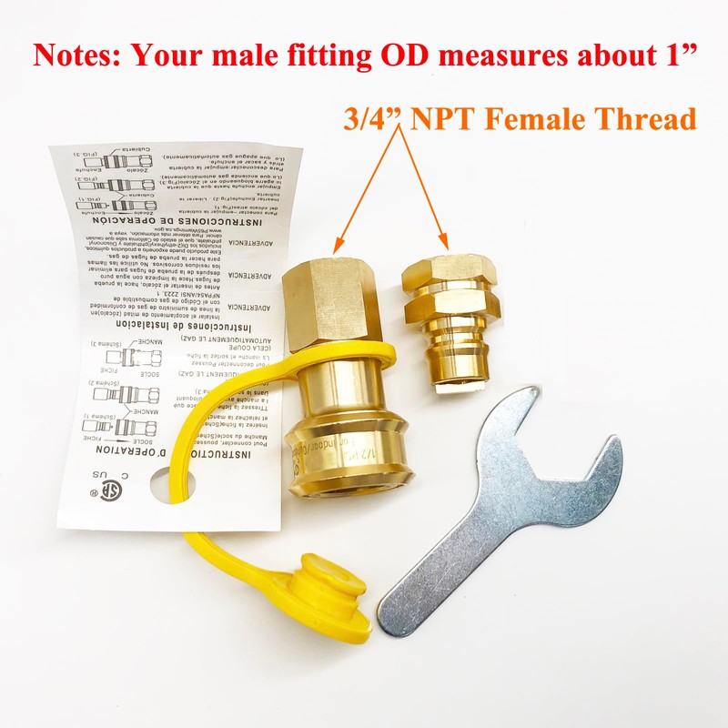 GRILLJOB 3/4" Female Solid Brass Dual Fuel Generator Natural Propane