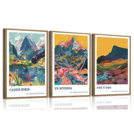 ZKFGPP 3 Piece National Park Framed Wall Art Colorful Mountain Canvas Art Prints Nature Landscape Painting Pictures Wall Decor Artwork for Living Room Bedroom Office 12x16in