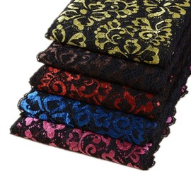 5 Yards Metallic Floral Lace Ribbon Stretch Tulle Lace Trim Elastic Nigerian African Fabric Width 7 Inch for DIY Craft Jewelry Making Clothes Accessories Gift Wrapping Wedding Party Decor (Purple)