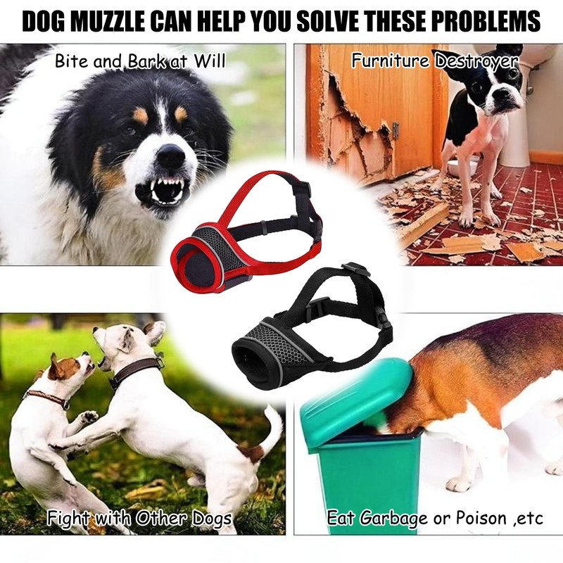 2 PCS Dog Muzzle Comfortable Breathable Mesh Muzzle with Adjustable