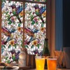 ANATTASOUL Static Window Clings Hummingbird Flowers 1 Sheet Reusable Window