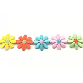 1.25" (3.17 cm)- Pink/Light Green/Yellow/Orange/Light Blue Floral Flower Lace Trim Iron on Sewing Notions Supplies (12" (30.4 cm, About 10 Flowers))