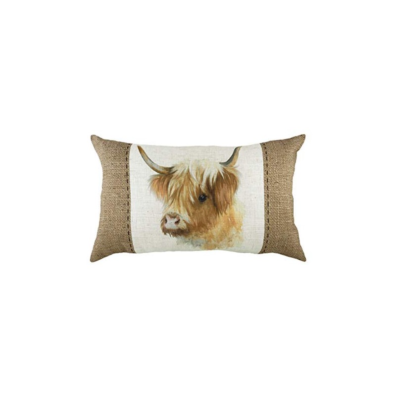 Evans Lichfield Hessian Cow Cushion Cover, White, 30 x 50cm
