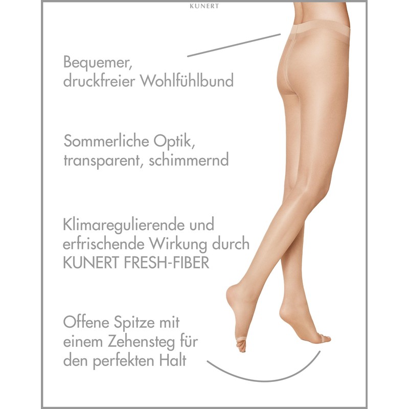 KUNERT Damen Strumpfhosen Fresh Up 10 Toeless klimaregulierend 10 DEN