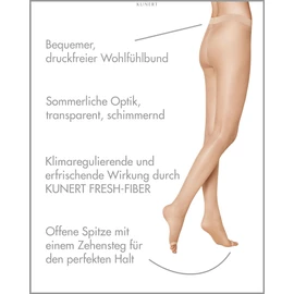 KUNERT Damen Strumpfhosen Fresh Up 10 Toeless klimaregulierend 10 DEN Teint 3520 44-46