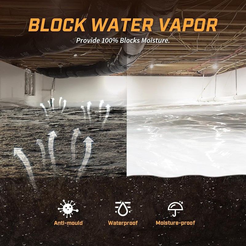 Crawl Space Vapor Barrier, 12 mil 10'x50', White Heavy Duty