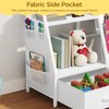 MAHANCRIS Kids Bookshelf and Toy Storage,3-Tier Sling Bookcase with 2