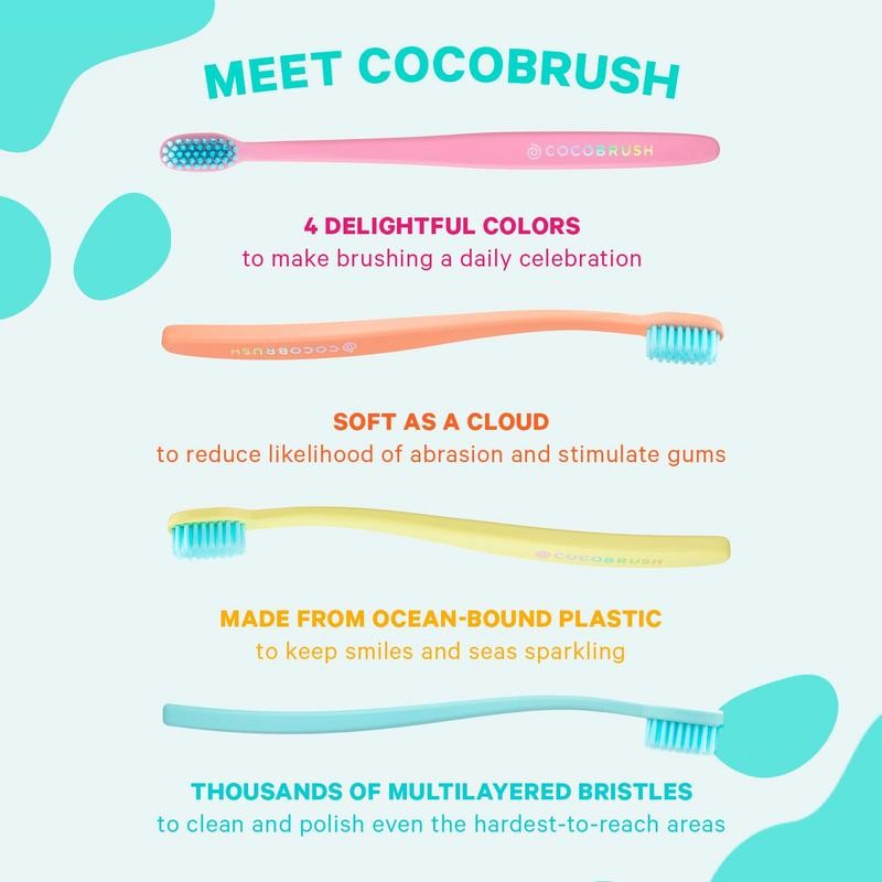 Cocofloss Cocobrush, Ultra-Soft Manual Toothbrush, Dentist-Designed, Gentle on Gums, Made