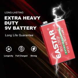 EASTAR BTS 9V Carbon Zinc Batteries – 4 Pack 6F22 Square Battery for Smoke Detectors, Long-Lasting Power, Extra Heavy Duty Batteries for Household Devices